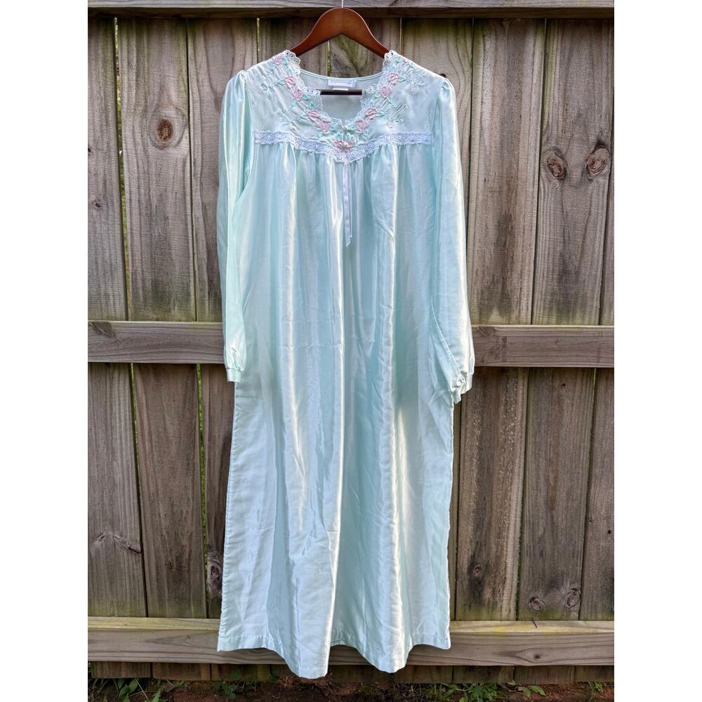 Vintage 90s Fundamentals Embroidered Satin Nightgown